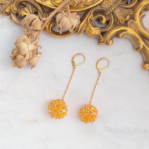 Aros "Esfera" amarillo y dorado