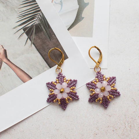 Aros "Magnolia" morado y lila