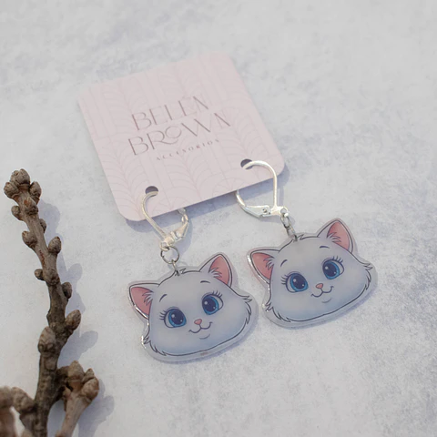 Aros TR "Gato" blanco ojos celestes