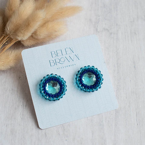 Aros "Topitos" celeste y azul