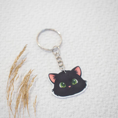 Llavero "Gato" negro ojos verdes