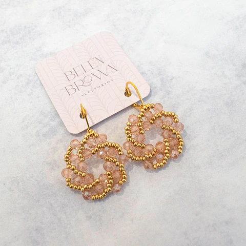Aros "Galaxia" rosado y dorado