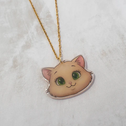 Collar "Gato" beige ojos verdes