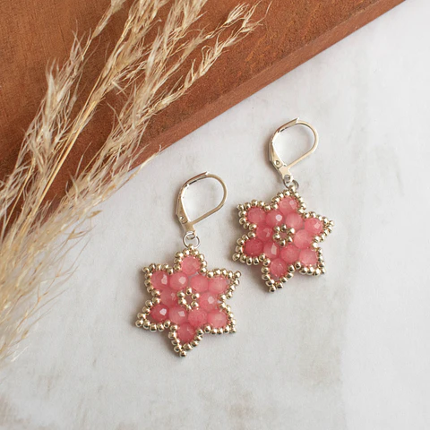 Aros "Lilium" rosado y plateado