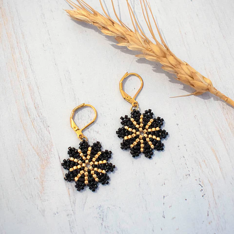 Aros "Mónaco largo" negro y dorado