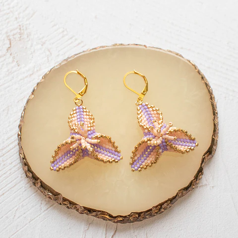 Aros "Azucena" durazno y lila