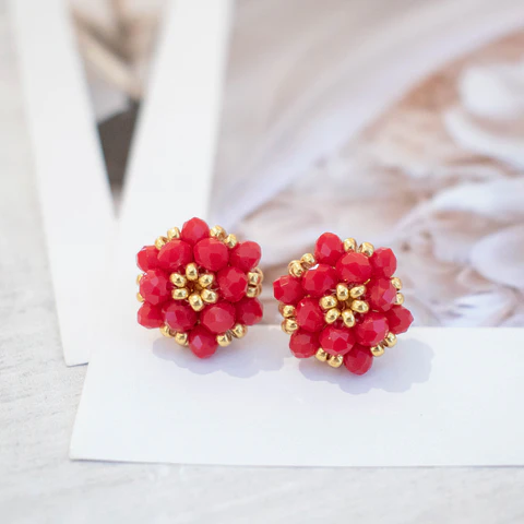 Aros "Tiny" rojo y dorado