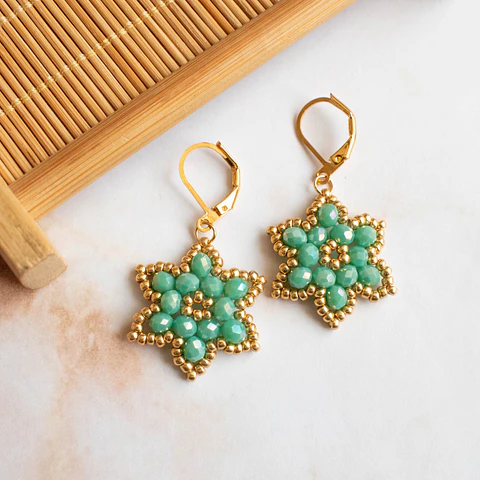 Aros "Lilum" turquesa y dorado