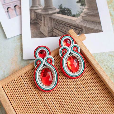 Aros "Valencia" rojo y turquesa