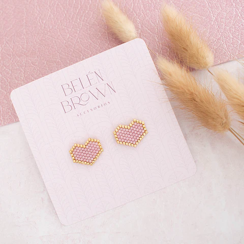 Aros "Corazón" malva y dorado