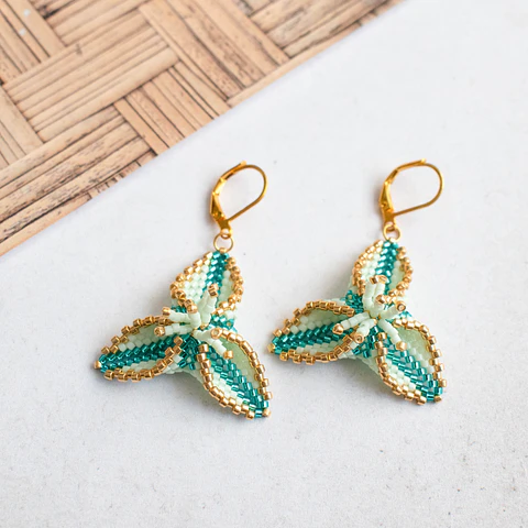 Aros "Azucena" menta y esmeralda