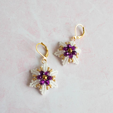 Aros "Magnolia" blanco y morado