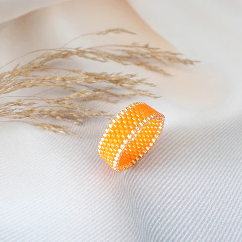 Anillo "Jane" naranjo y dorado