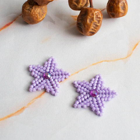 Aros "Estrellitas con gema" lila