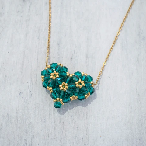 Collar "Corazón 3D" esmeralda