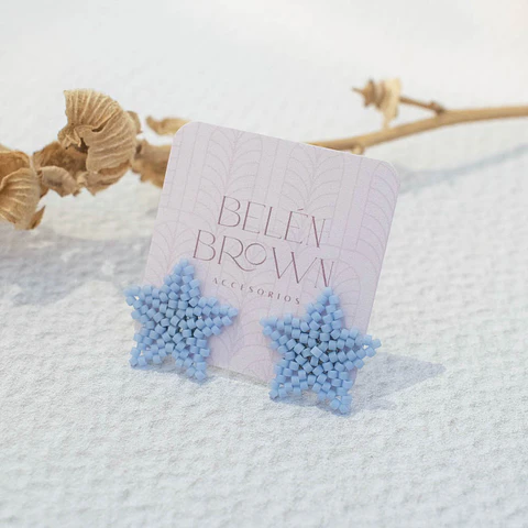 Aros "Estrellitas" azul pastel
