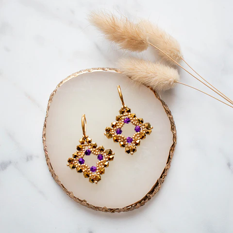Aros "Taylor" dorado y morado