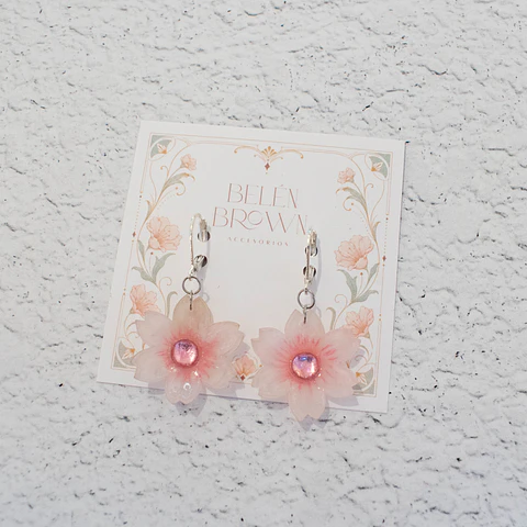 Aros "Sakura" blanco y rosa