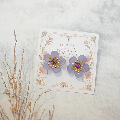 Aros "Flor simple" lila