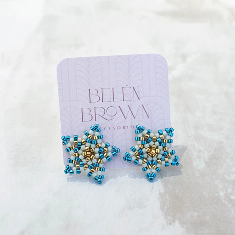Aros "Estrellitas" esmeralda y menta