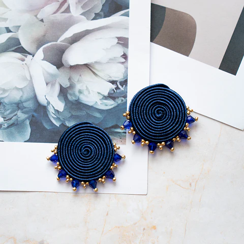 Aros "Topito espiral" azul 
