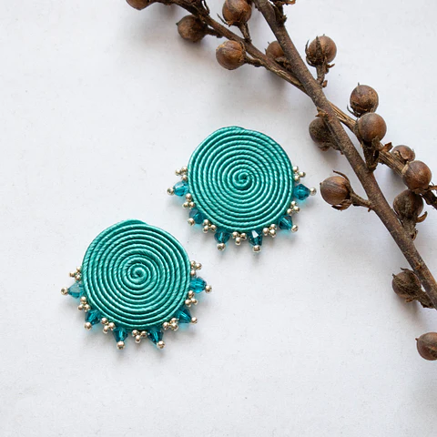 Aros "Topito espiral" turquesa
