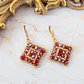 Aros  Cuadrado  Rojo Y Dorado - Miniatura 1