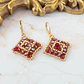 Aros  Cuadrado  Rojo Y Dorado - Miniatura 3