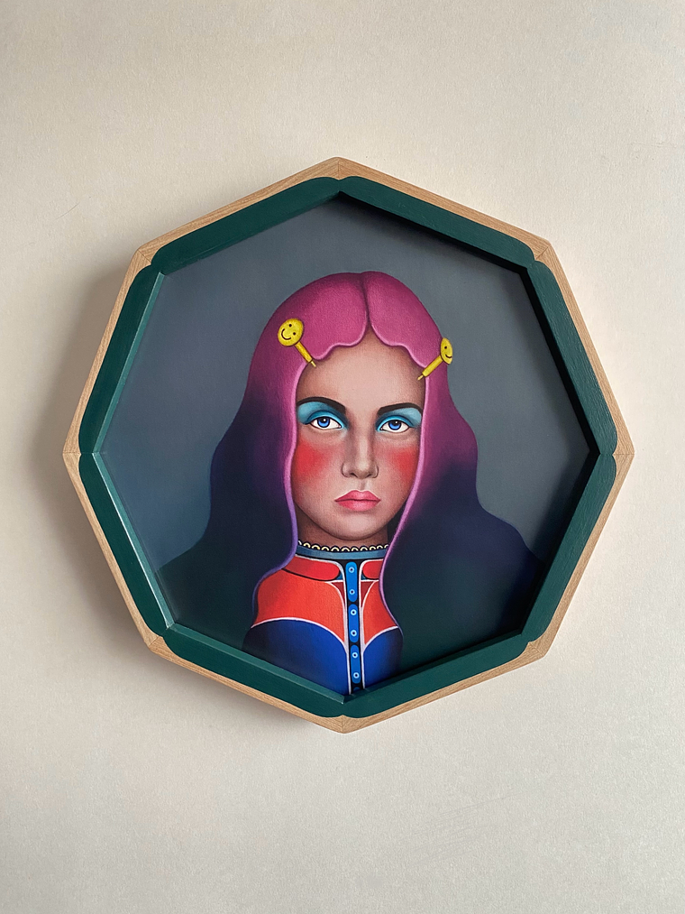 Fucsia / Print Enmarcado Octagonal Verde-Rosado  1