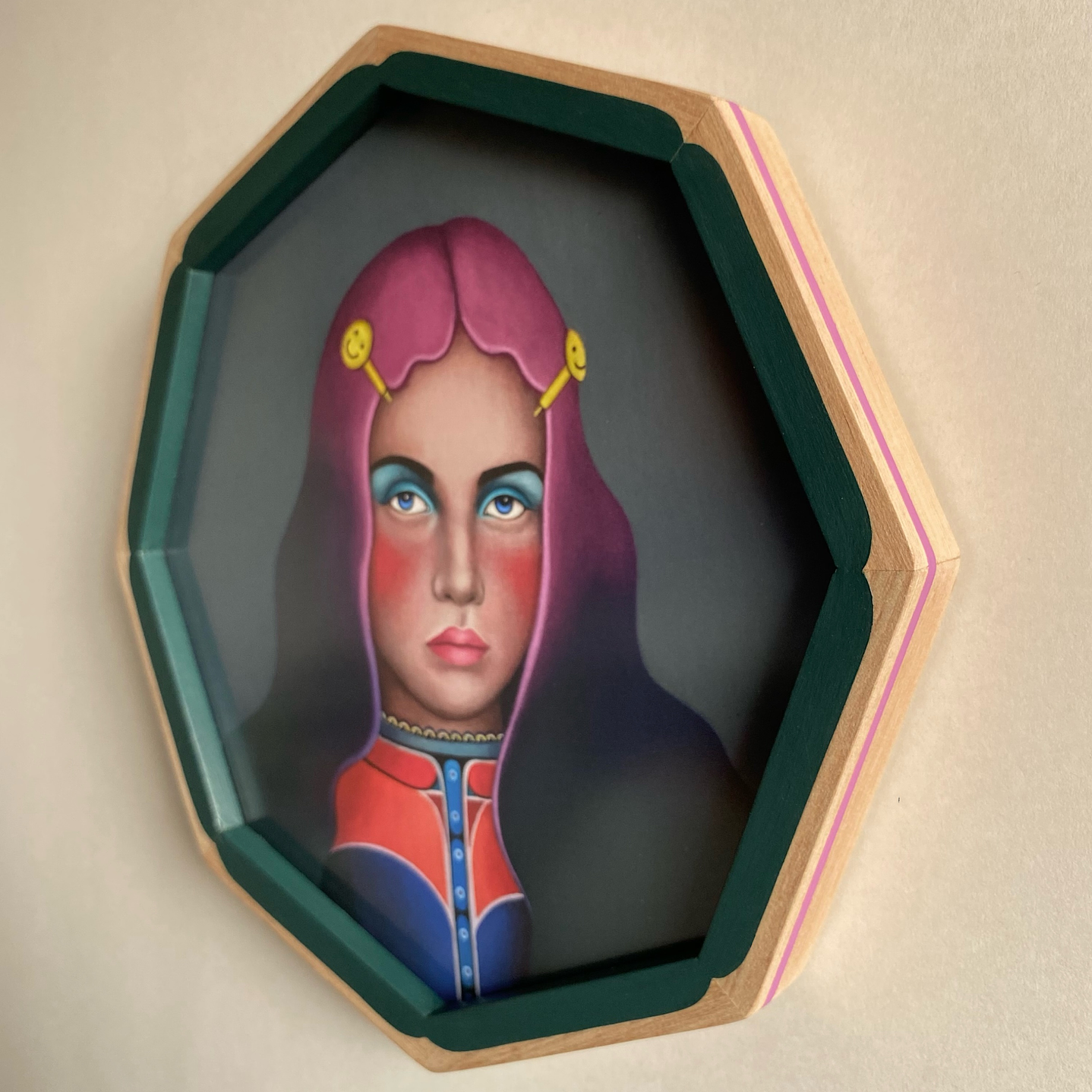 Fucsia / Print Enmarcado Octagonal Verde-Rosado  2