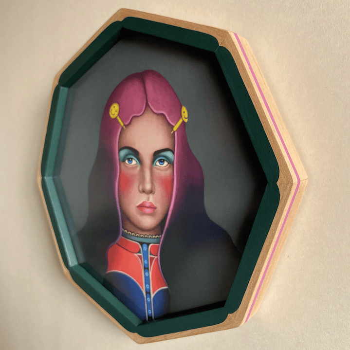 Fucsia / Print Enmarcado Octagonal Verde-Rosado  2