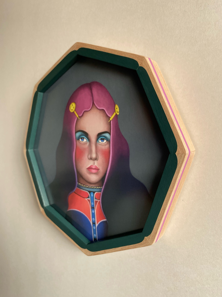 Fucsia / Print Enmarcado Octagonal Verde-Rosado  2