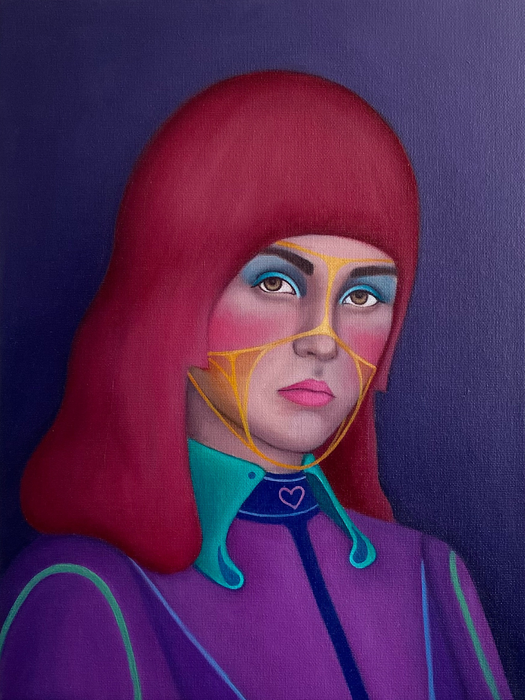 Carmesí / Pintura al Óleo Original Enmarcada 1