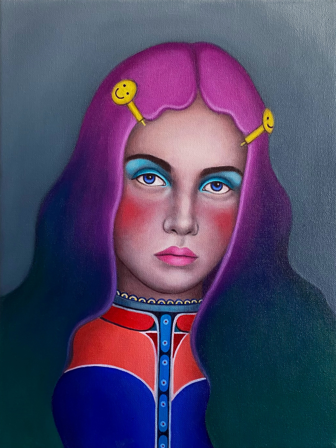 Magenta / Pintura al Óleo Original Enmarcado 1