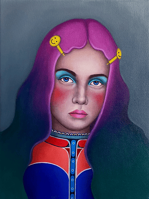 Magenta / Pintura al Óleo Original Enmarcado