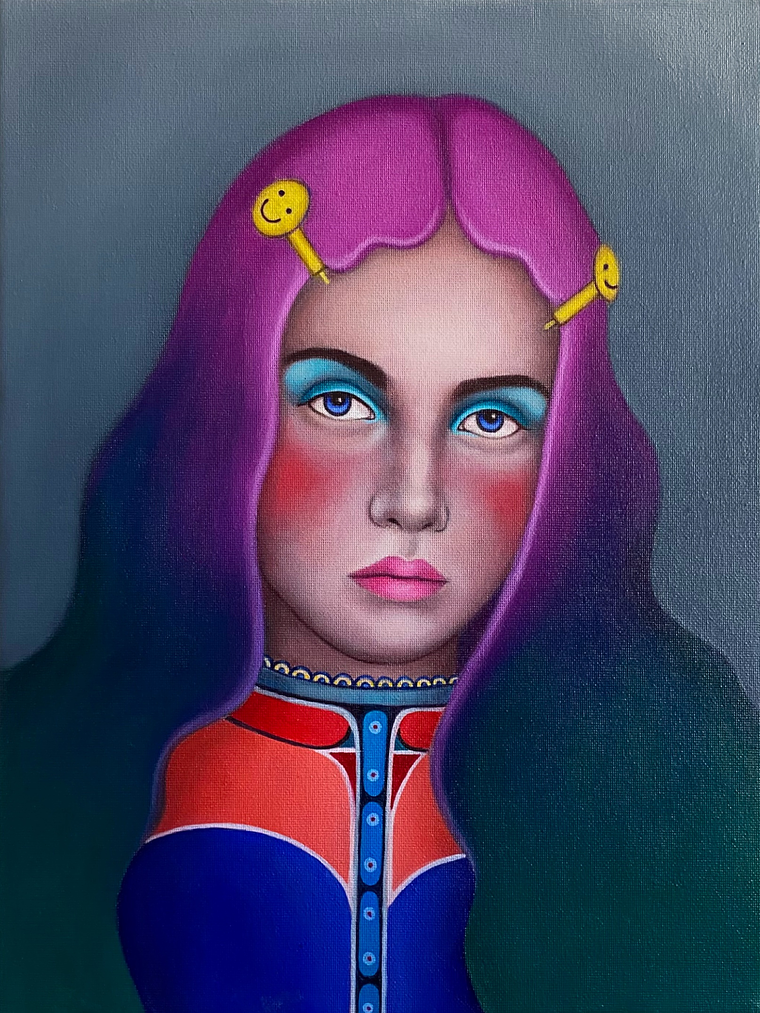 Magenta / Pintura al Óleo Original Enmarcado 1