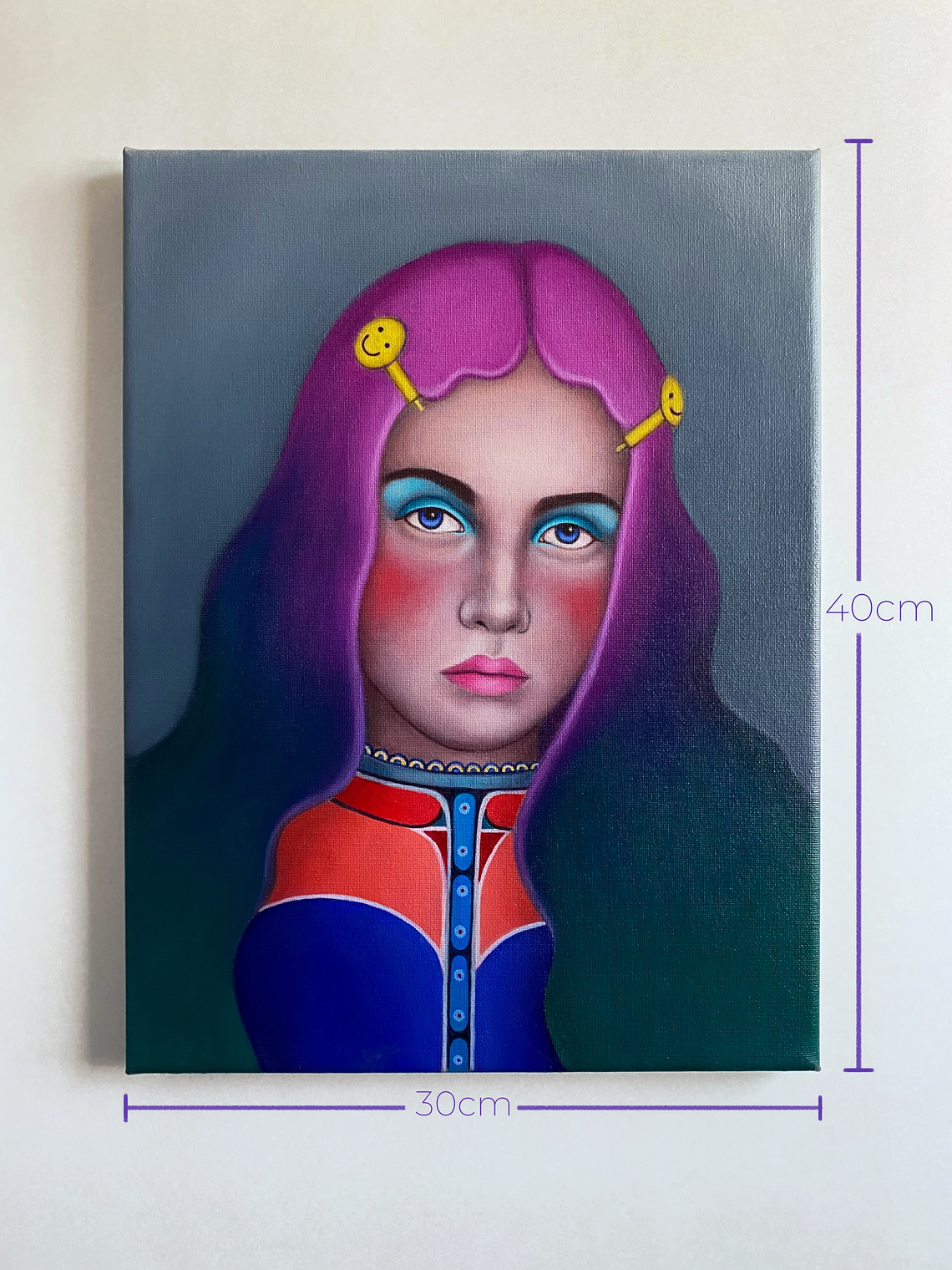 Magenta / Pintura al Óleo Original Enmarcado 6