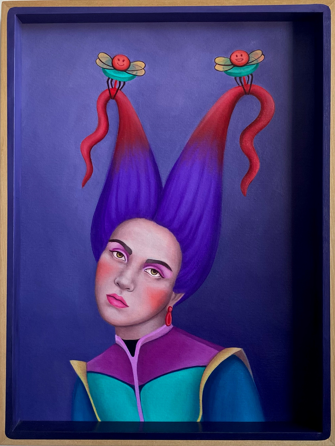 Púrpura / Pintura al Óleo Original Enmarcada 1