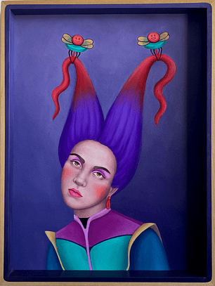 Púrpura / Pintura al Óleo Original Enmarcada