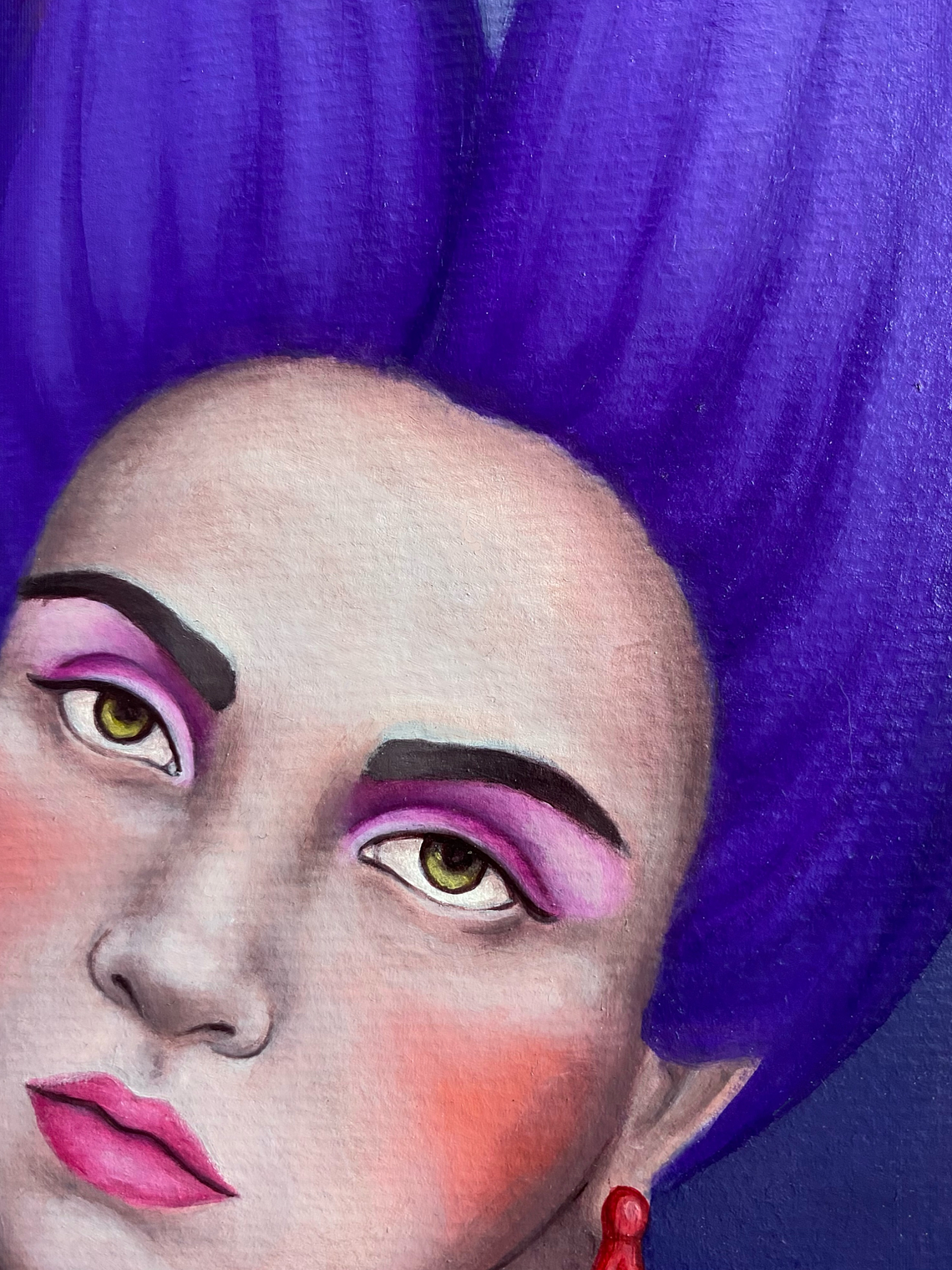 Púrpura / Pintura al Óleo Original Enmarcada 5