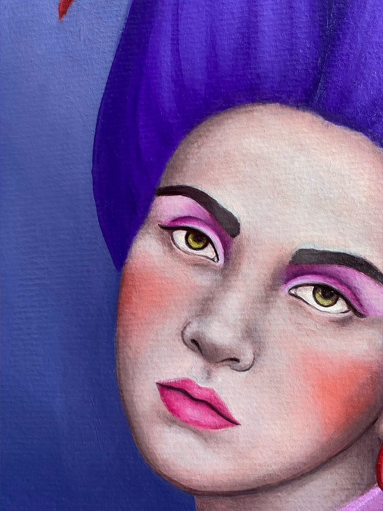 Púrpura / Pintura al Óleo Original Enmarcada 6