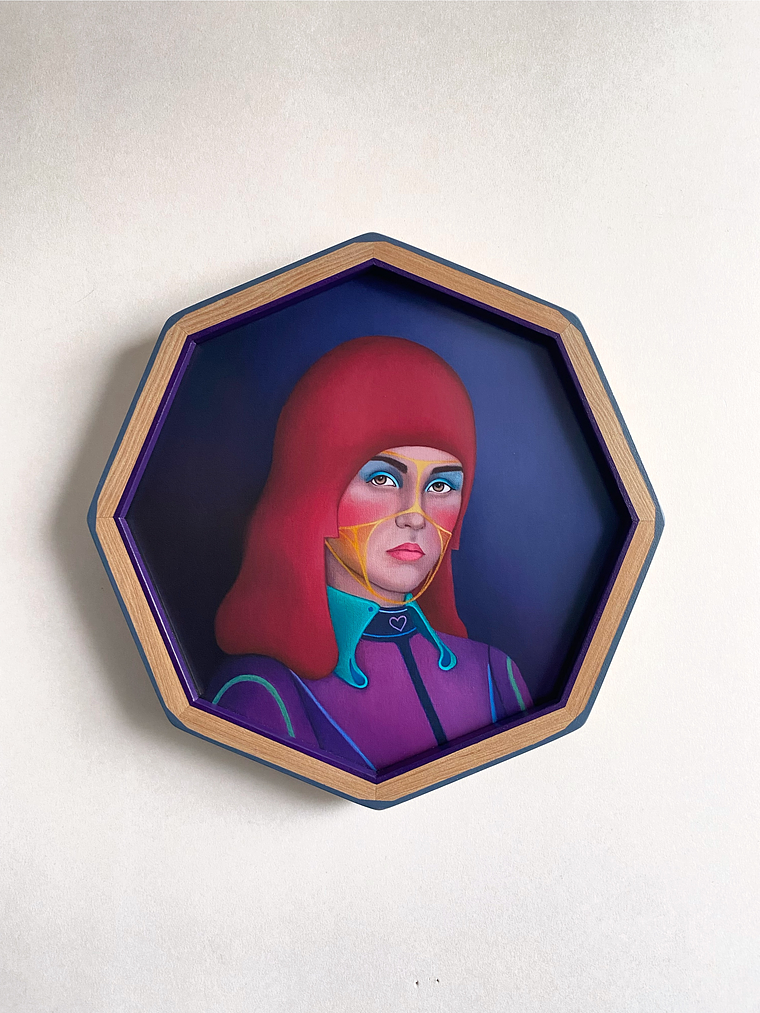 Escarlata / Print Enmarcado Octagonal Morado-Gris  1