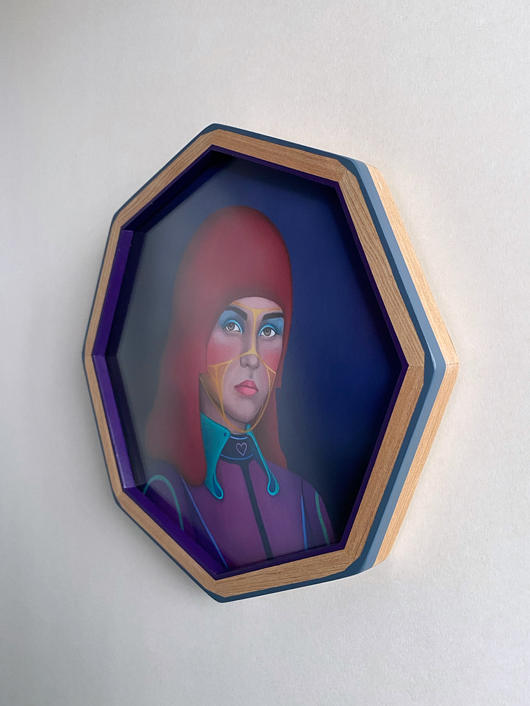 Escarlata / Print Enmarcado Octagonal Morado-Gris  2