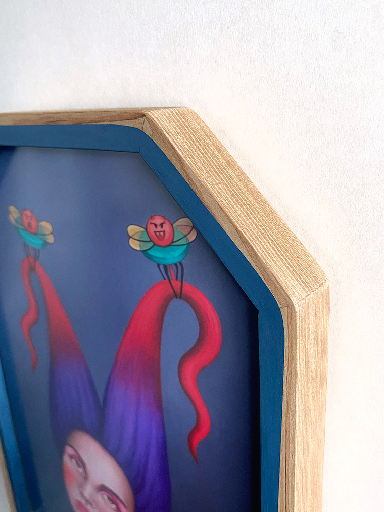 Púrpura / Print Enmarcado Octagonal  Gris Interior  4