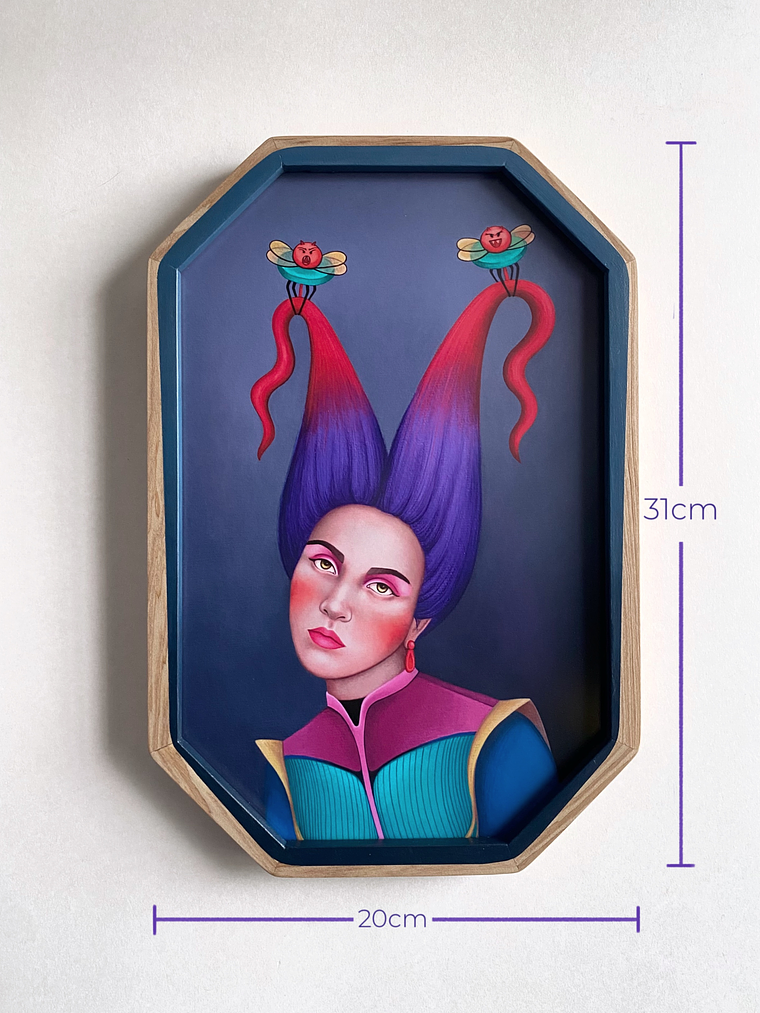 Púrpura / Print Enmarcado Octagonal  Gris Interior  5