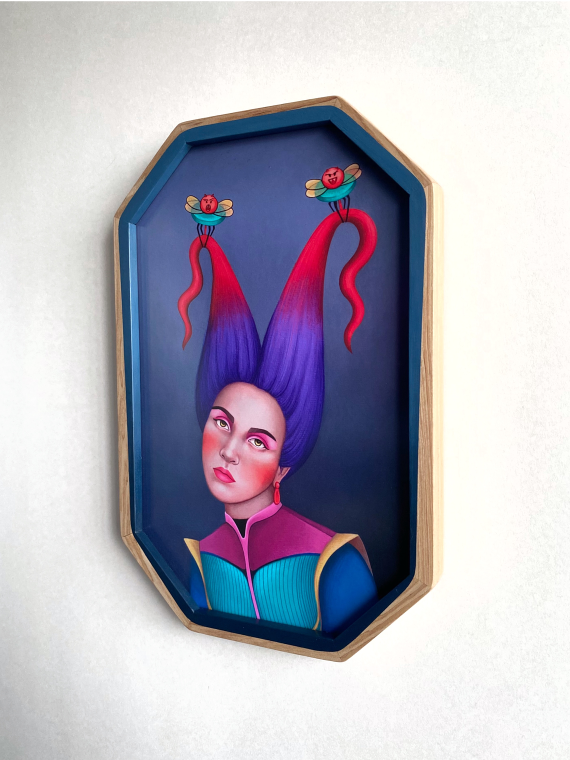 Púrpura / Print Enmarcado Octagonal  Gris Interior  2