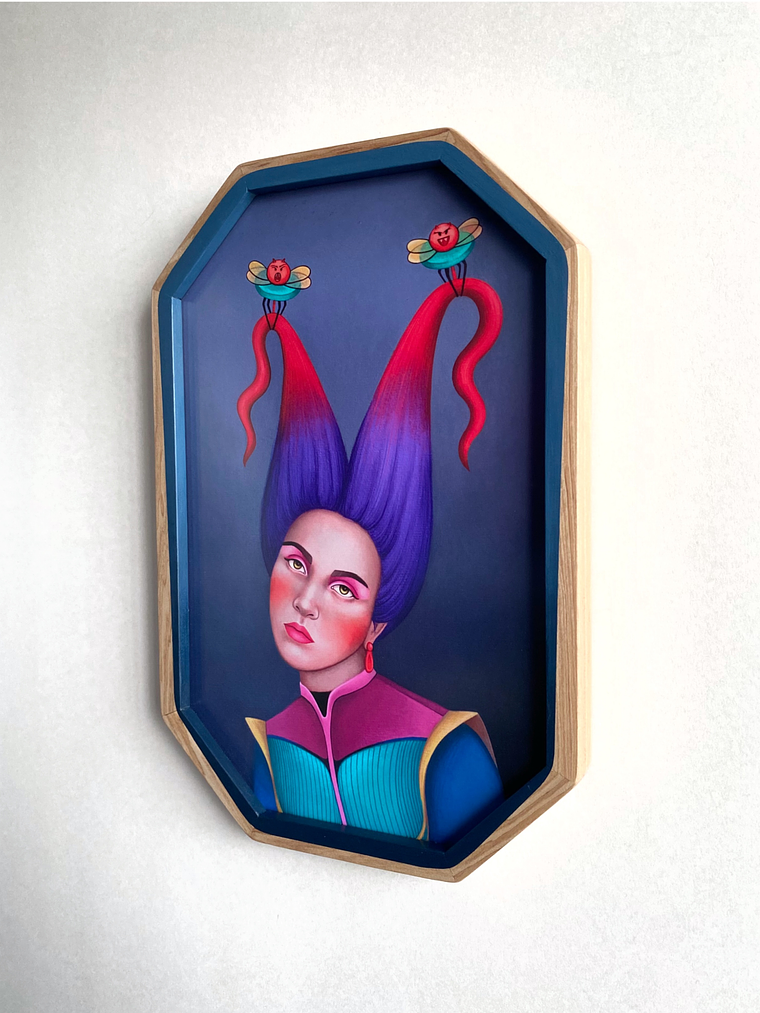 Púrpura / Print Enmarcado Octagonal  Gris Interior  2