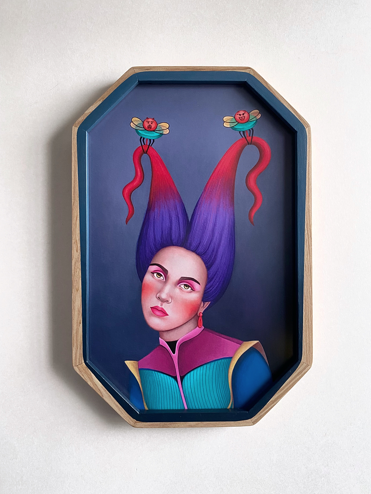 Púrpura / Print Enmarcado Octagonal  Gris Interior  1