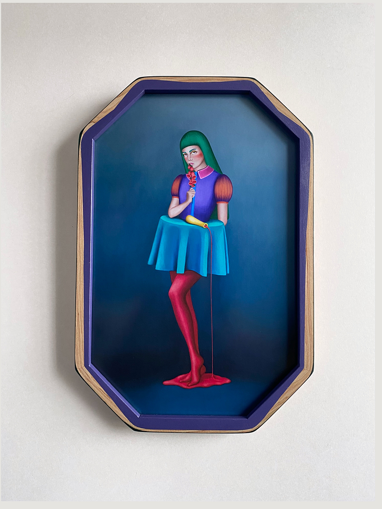 La Dedalera / Print Enmarcado Octagonal Morado-verde  1