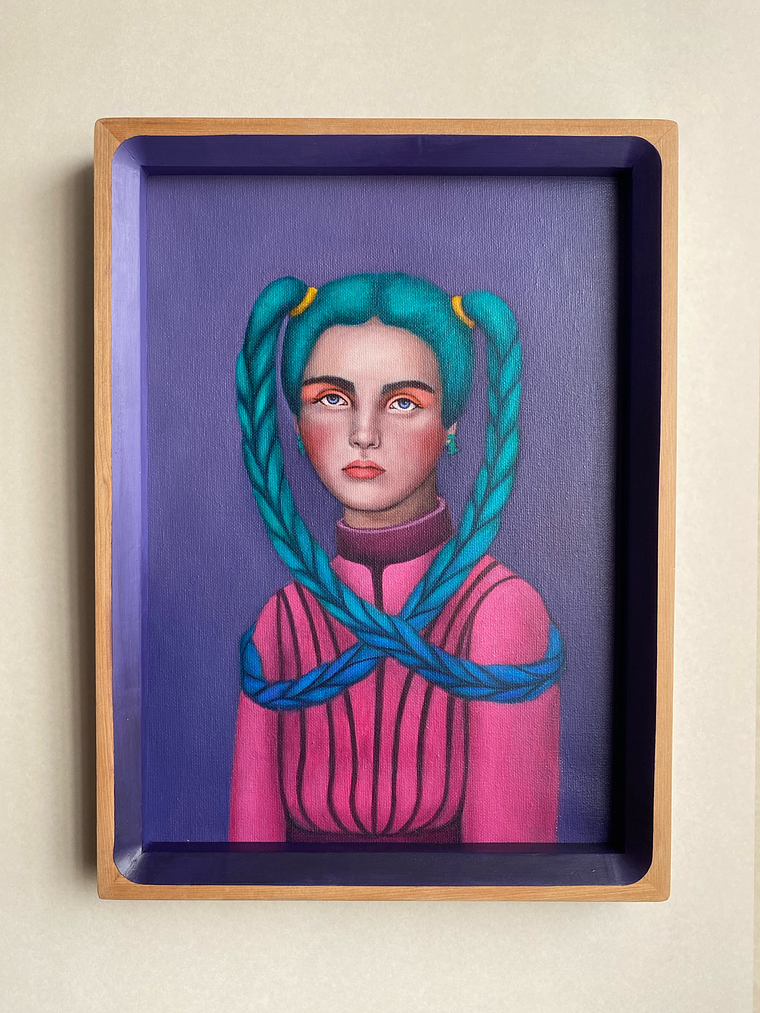 Violeta / Pintura al Óleo Original Enmarcada 1